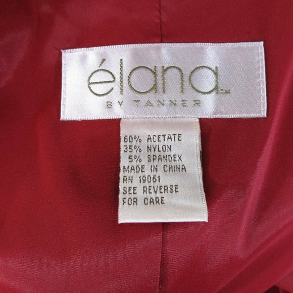 Elana By Tanner Plus Size Red Black Floral Jacquard Skirt Suit Size 14 Formal - Picture 11 of 16